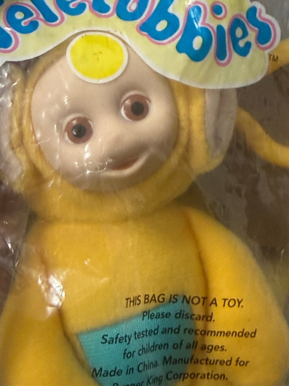 Vintage Yellow Burger King Kids Club Teletubbie Puppet Keychain